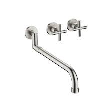 dornbracht 36819892 060010 wall mounted three hole kitchen mixer with pull out spout platinum matte