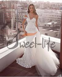 Elegant Lace Mermaid Wedding Dresses 2020 One Shoulder Tulle Appliques Bridal Gowns Custom Made Vestidos De Novia Mermaid Wedding Gowns Oleg Cassini