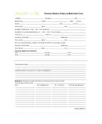 Sample Medical History Forms Template For Personal Form