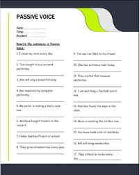 Passive Voice Chart Worksheets And Answer Keys