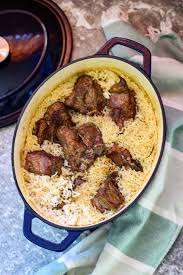 oven baked lamb and rice dish