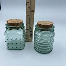 Canada Glass Jars Aqua Blue Green Cork