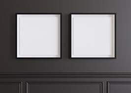 Two Blank Square Picture Frames Hanging