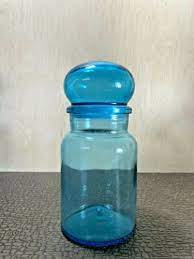 Vintage Blue Apothecary Glass Jar