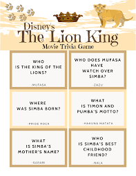 Take this quiz to learn more about camping … The Lion King Movie Trivia Quiz Free Printable The Life Of Spicers