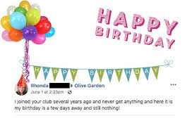 olive garden for her birthday
