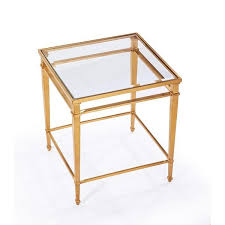 Gold Framed Glass Two Tier Side Table