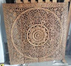 Mandalnatural Color Wood Carving Panel