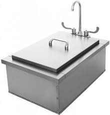 All stainless steel construction for lasting durability; Heat Htxsink15x24 15 Inch Drop In Outdoor Sink Appliances Connection