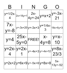 Equation Of A Line Test Review Bingo Card