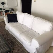 two ikea rp 3 seater sofas in white