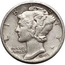 Mercury Winged Liberty Head 1942 Dime United States Silver
