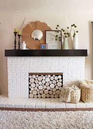 Faux Stacked Log Fireplace Facade