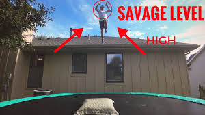 Image result for jumping off the roof on to a trampoline