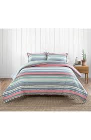 Aurora Blue Pink Stripe Comforter Sham Set