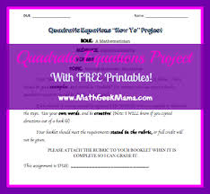 Quadratic Equations Project With Free