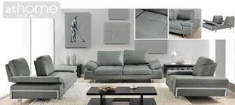 Gia Living Room Set In Grey Leather And