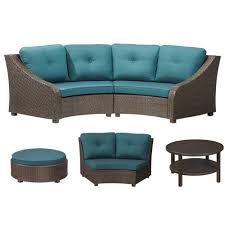 The town has a mild microclimate, with semitropical plants throughout its parks and gardens. Hampton Bay Torquay 5 Piece All Weather Wicker Patio Sectional Set With Charleston Blue Cu The Home Depot Canada
