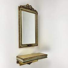 Vintage Gold Plated Wooden Mirror With