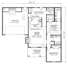One Story House Plan 62309 With 2 Beds