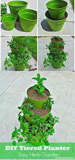 a tiered planter for flowers and herb