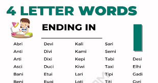 4 letter words ending in