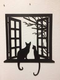 Cats In The Window Metal Art Wall
