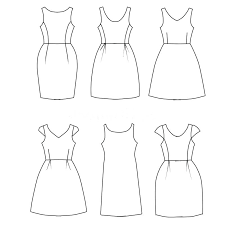 Download Set Of Flat Sketch Fashion Template Woman Dresses Stock