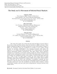 Pdf The Study On Co Movement Of Selected Stock Markets