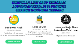 Dibawah ini adalah beberapa contoh. Kumpulan Link Grup Telegram Lowongan Kerja Seluruh Indonesia 2021