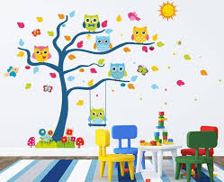 Colorful Owl Tree Wall Art Decal Wall