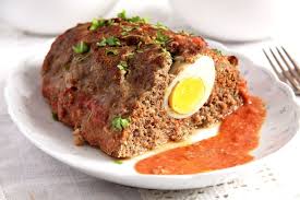 easy beef meatloaf with hard boiled eggs