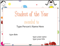 Education Certificates Student Of The Year