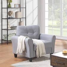 Spaco Light Grey Blue Linen Upholstered