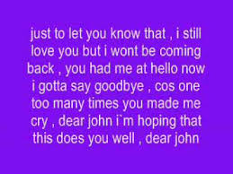 Taylor swift dear john lyrics. Dear John Lyrics