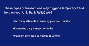 Once you receive the card in the mail, activate and select a pin, and then. U S Bank Your U S Bank Reliacard Has Security Features To Help Protect You From Fraud Certain Types Of Transactions May Cause Us To Restrict Your Card If This Happens You May