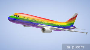 Wall Mural Airplane Rainbow Colours