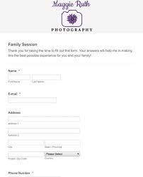 family photograph session questionnaire