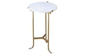 Small Leo Round Marble Brass Side Table