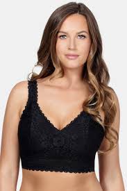 Parfait Double Layered Wirefree Lace Bralette Black