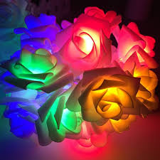 Rose Flower Fairy String Lights 20 Led Battery Operated Night Light Christmas Party Decor Colorful Multi Cv186l848yz