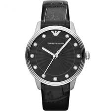 The collection by emporio armani features the finest italian all watches for women. Emporio Armani Ladies Black Leather Watch Ar1618 For Sale Online