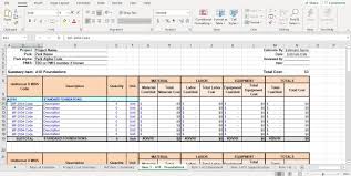 construction material takeoff excel