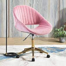 Shop our favorite white desk chairs on. Amazon Com Xizzi Cute Desk Chair Adjustable Swivel Office Chair For Girl Velvet Chair With Wheels Pink Golden Frame Kitchen Dining