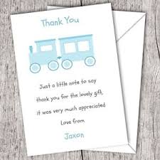 Details About Personalised Thank You Cards Postcards Announcement Baby Boy Train