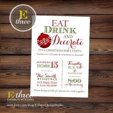 Printable Christmas Craft Party Invitation Ornament Decorating