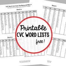 Free Printable Cvc Word List The Measured Mom