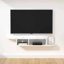 Modern Floating Tv Stand Curved Wood