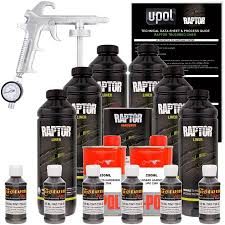 U Pol Raptor Charcoal Metallic Urethane Spray On Truck Bed Liner Kit W Free Custom Coat Spray Gun W Regulator 6 Liter