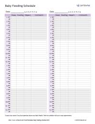 Free Printable Baby Feeding Schedule Pdf From Vertex42 Com